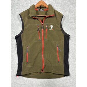 RLX Ralph Lauren Mens Vest L Olive Green & Black Fleece Activewear